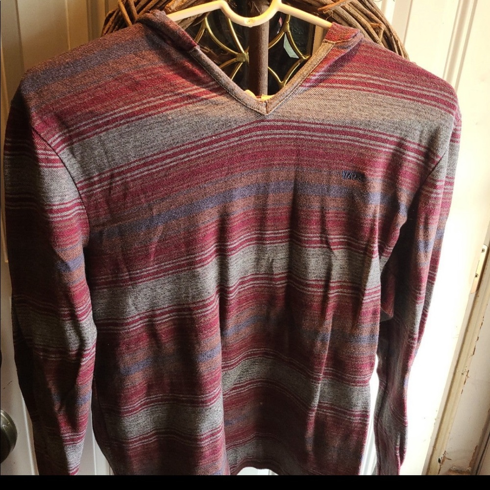 vans striped hooded shirt